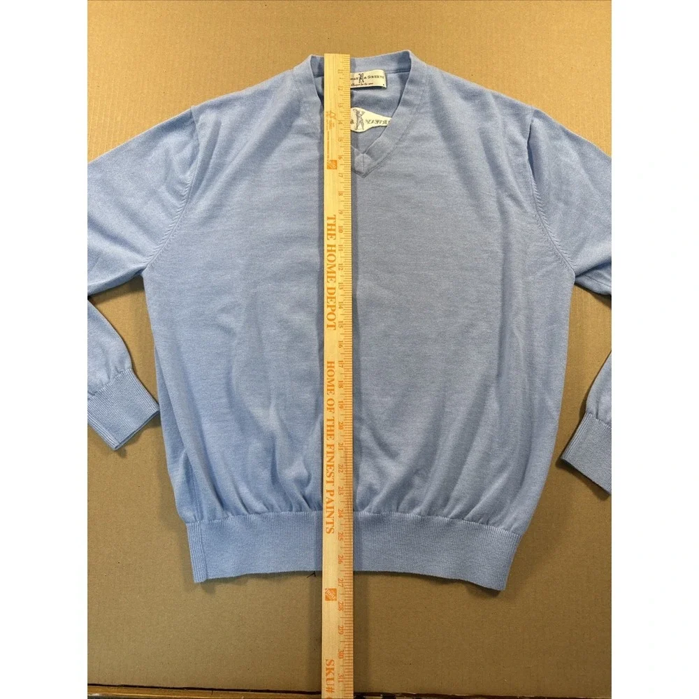 Fairway & Greene Sweater Blue Wool V Neck Golf, See Measurement Photos‎